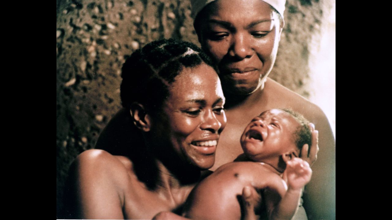 Cicely Tyson, left, and Maya Angelou star in the television miniseries "Roots." The series premiered in January 1977, airing for eight consecutive nights and attracting a record number of viewers. Based off Alex Haley's novel, "Roots" told the story of an African boy sold into slavery in America and the following generations of his family. The show was viewed by more than half of the U.S. population in 1977, and it received 37 Emmy nominations.