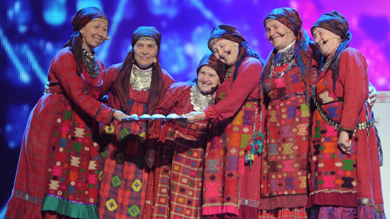 These Russian Grannies stormed the 2012 song contest with "Party for Everybody," a song in which "everybody" means "six elderly ladies" and "party" means "pretend baking."  