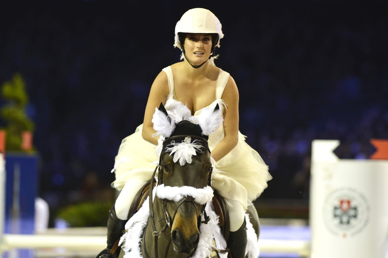 Springsteen's profile has been raised since becoming a brand ambassador for fashion house Gucci -- here she rides Wotsamillion in a charity event at the 2013 Paris Masters.