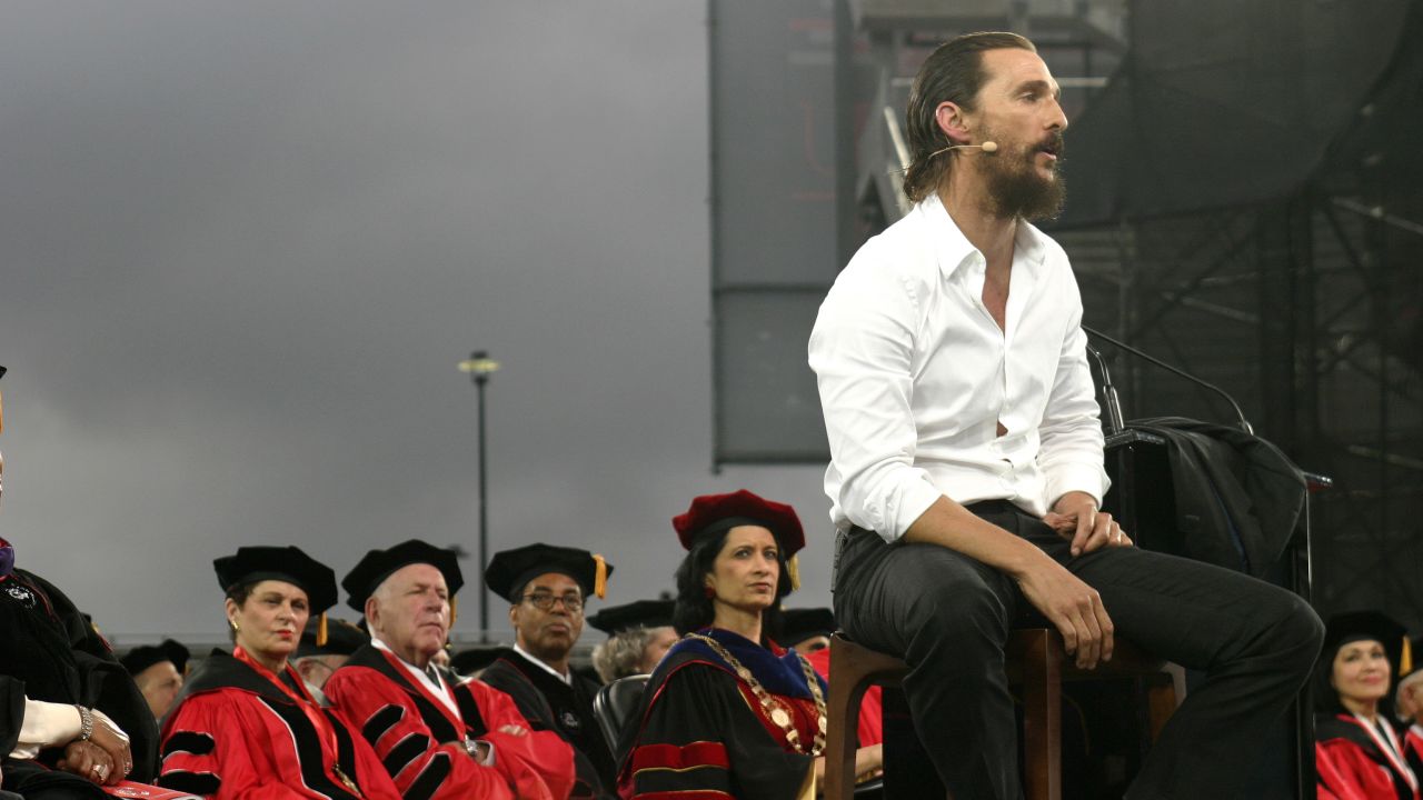 Actor Matthew McConaughey was the speaker at the University of Houston's commencement ceremony on May 15. The university was <a href="http://www.chron.com/local/education/campus-chronicles/article/UH-to-pay-McConaughey-135-000-actor-will-donate-6171143.php" target="_blank" target="_blank">initially reluctant to release what McConaughey would be paid</a> for the appearance, The Houston Chronicle reported, but eventually shared the details: $135,000, plus travel fees and commission for his agency. McConaughey is expected to give the money to his jk livin Foundation. 