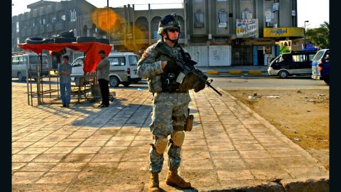 Murphy patrols in the Sadr City area of Baghdad, Iraq, in an undated photo.