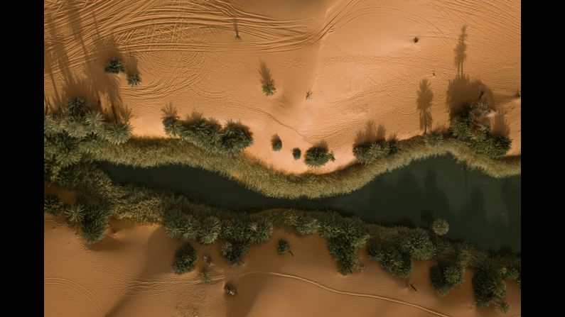 A view of Libyan lakes in the Ubari sand sea in 2008. The lakes are fed by natural springs, but they have slowly been drying up.