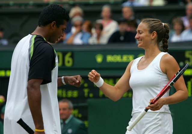 She never got past the quarterfinals on her own at Wimbledon, but won the mixed doubles title on the hallowed grass in 2005 with India's Mahesh Bhupathi.