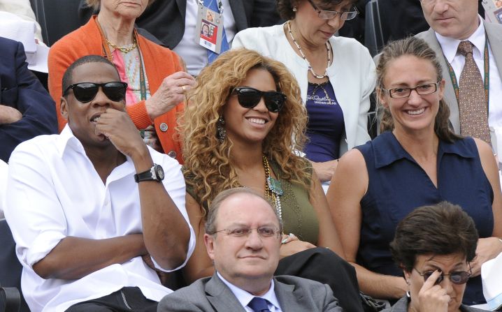 Following her retirement, Pierce has regularly returned to the French Open. Here she is pictured with Beyonce (center) and the singer's rap-mogul husband US rap singer Jay-Z (L) at  the 2010 men's final between Rafael Nadal and Robin Soderling.