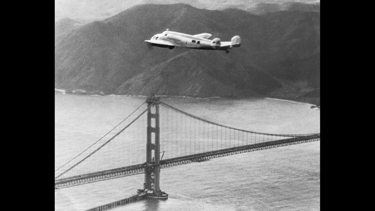 Amelia Earhart's Lockheed Electra soars over the Golden Gate Bridge on March 19, 1937, during her first, aborted attempt at a round-the-world flight. Almost four months later, Earhart disappeared over the Pacific on her second attempt and was never seen again. <a href="http://www.cnn.com/2015/05/21/travel/gallery/tbt-amelia-earhart-crosses-atlantic/index.html" target="_blank">#tbt: Amelia Earhart crosses the Atlantic </a>