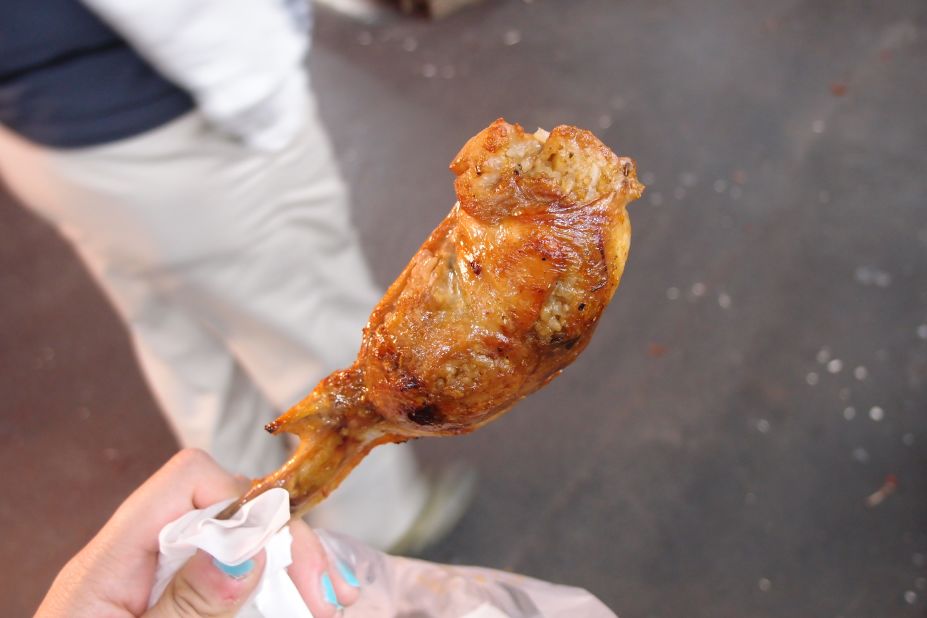 It's like inception for chickens -- chicken fried rice wrapped in a drumstick.