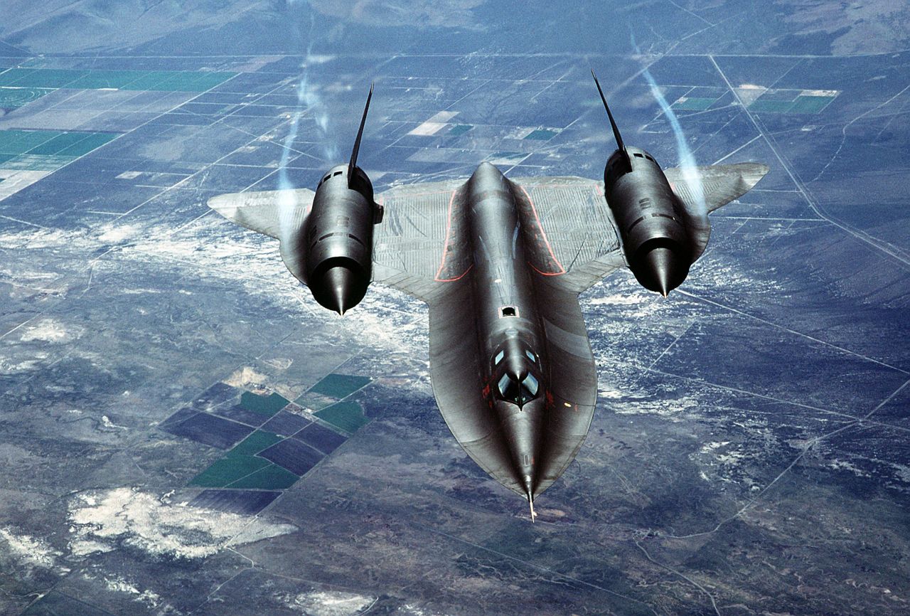 A U.S. Air Force SR-71A, also known as the "Blackbird," is put through its paces during a test flight over Beale Air Force Base in California. The aircraft, built by Lockheed, was used for strategic reconnaissance for almost 24 years before the fleet was retired in 1990.