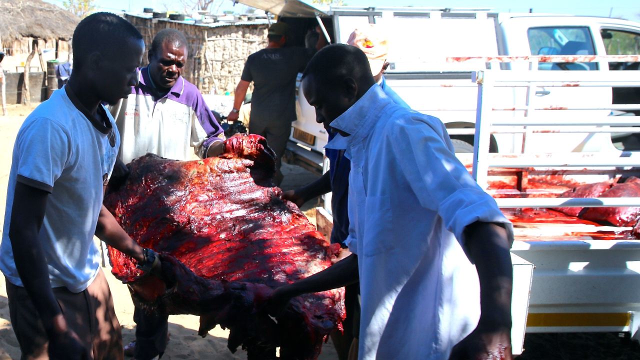 "This whole village is going to live off this rhino meat for a while, so it means the world to me to see this right now," Knowlton said.
