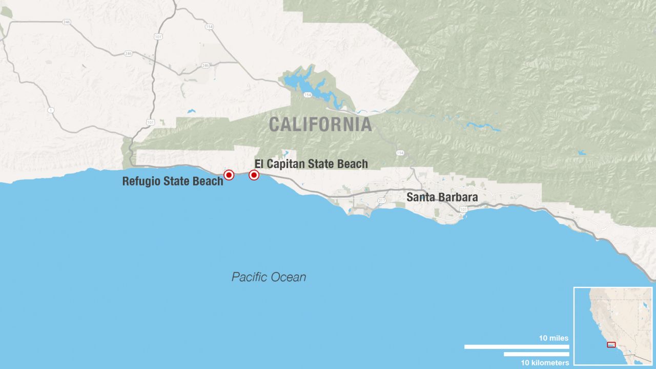 An oil spill contaminates Refugio and El Capitan State Beaches.