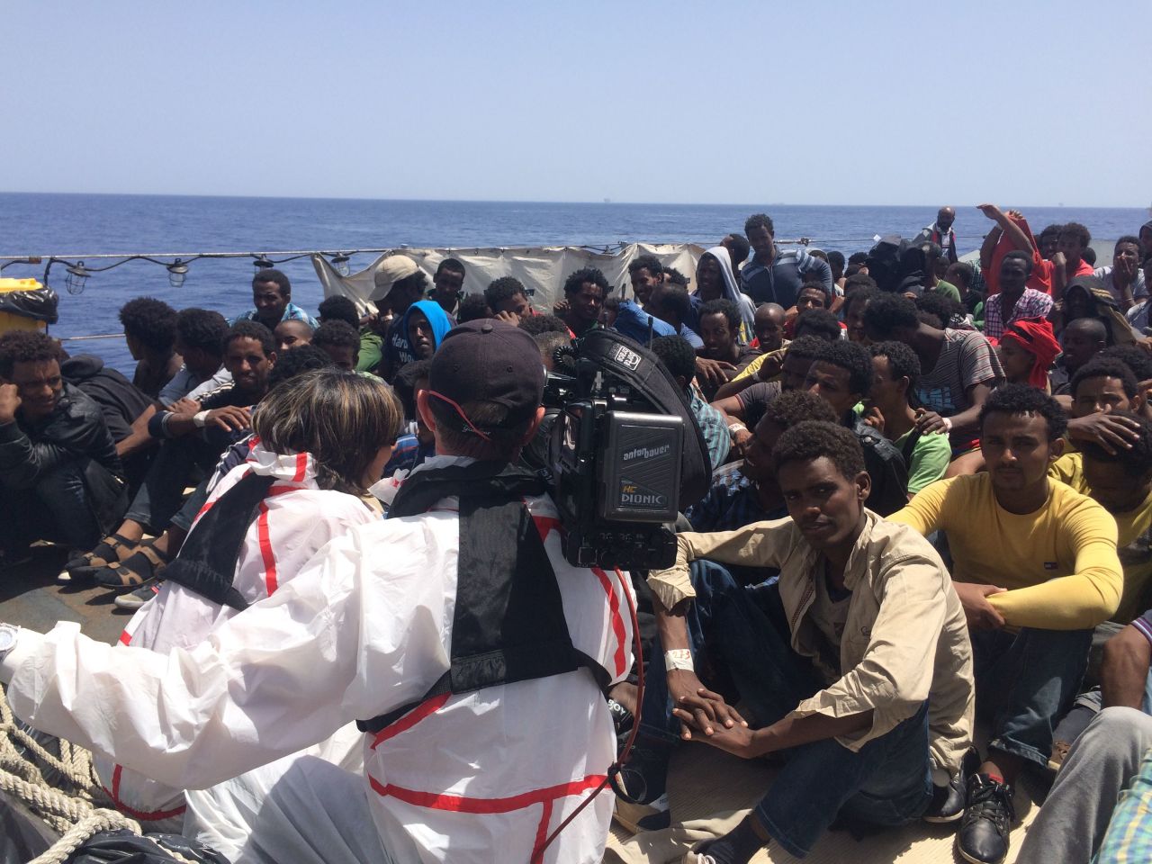 CNN Chief International Correspondent Christiane Amanpour was onboard an Italian Navy vessel Wednesday as it rescued hundreds of desperate African refugees and migrants trying to reach Europe via the Mediterranean Sea