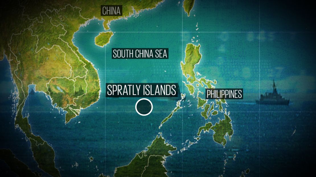 A depiction of where exactly China is building islands out of nothing, 600 miles off the coast of its mainland.