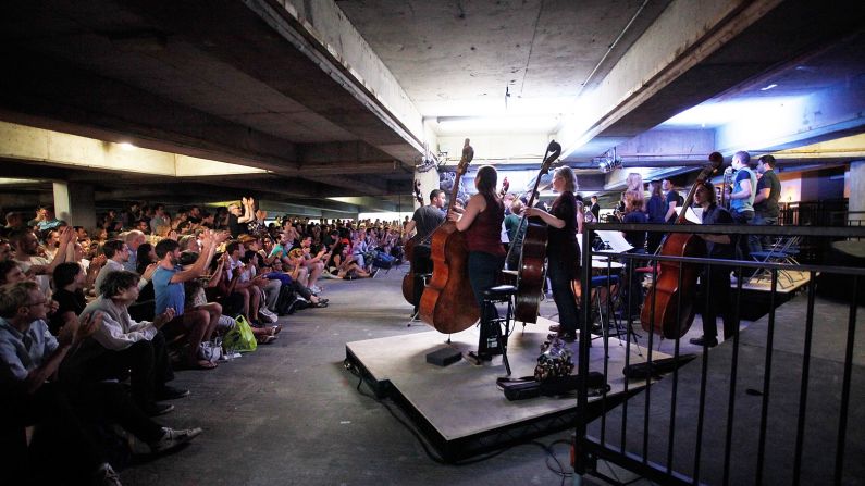 The parking lot has also hosted cultural events, like a series of performances by the Multi-Story Orchestra. 