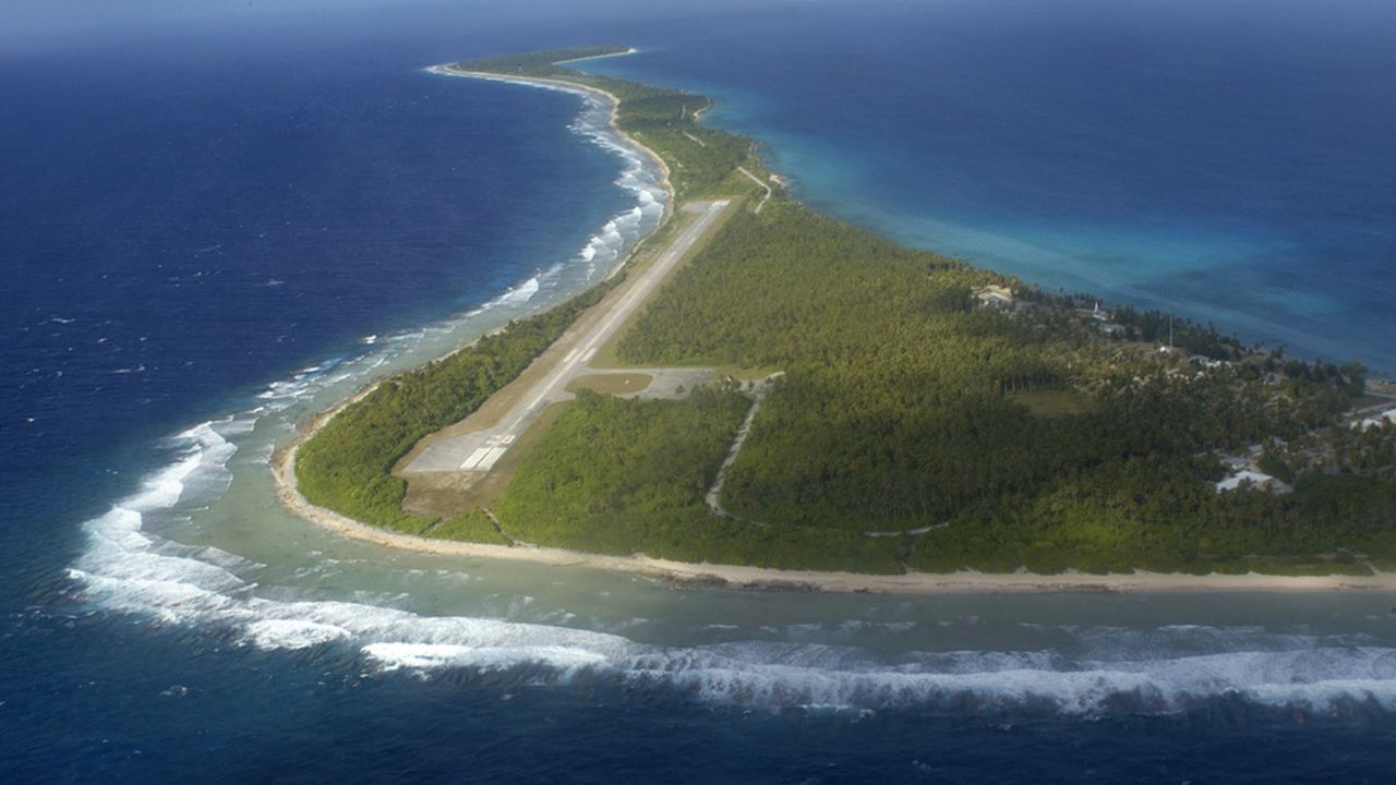 An aerial view of the Marshall Islands, in the remote Pacific.