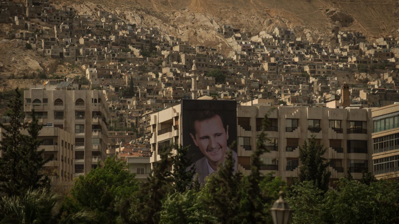 A giant poster of al-Assad is seen in Damascus on May 31, 2014, ahead of the country's presidential elections. He received 88.7% of the vote in the country's first election after the civil war broke out.