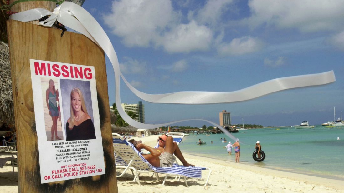 Natalee Holloway disappeared while on a high school graduation trip to Aruba. She was last seen alive on May 30, 2005. 