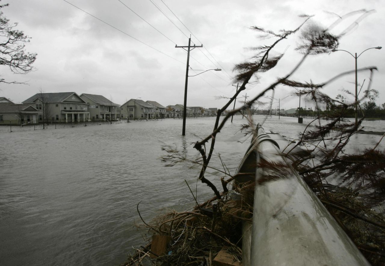 <strong>Rita, 2005</strong>: Just a month after Katrina, <a href="http://www.nhc.noaa.gov/data/tcr/AL182005_Rita.pdf" target="_blank" target="_blank">Hurricane Rita</a> piled on, slamming into the Louisiana coast. Wind, rain and tornadoes left billions in damages from eastern Texas to Alabama. Here, surging water from Rita reach the streets of New Orleans' Ninth Ward, topping a levee that had just been patched after Katrina damaged it.