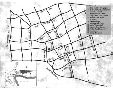 A map of the ghetto. Around one square mile, the area was home to around 25,000 Jews and 100,000 Shanghai locals.  