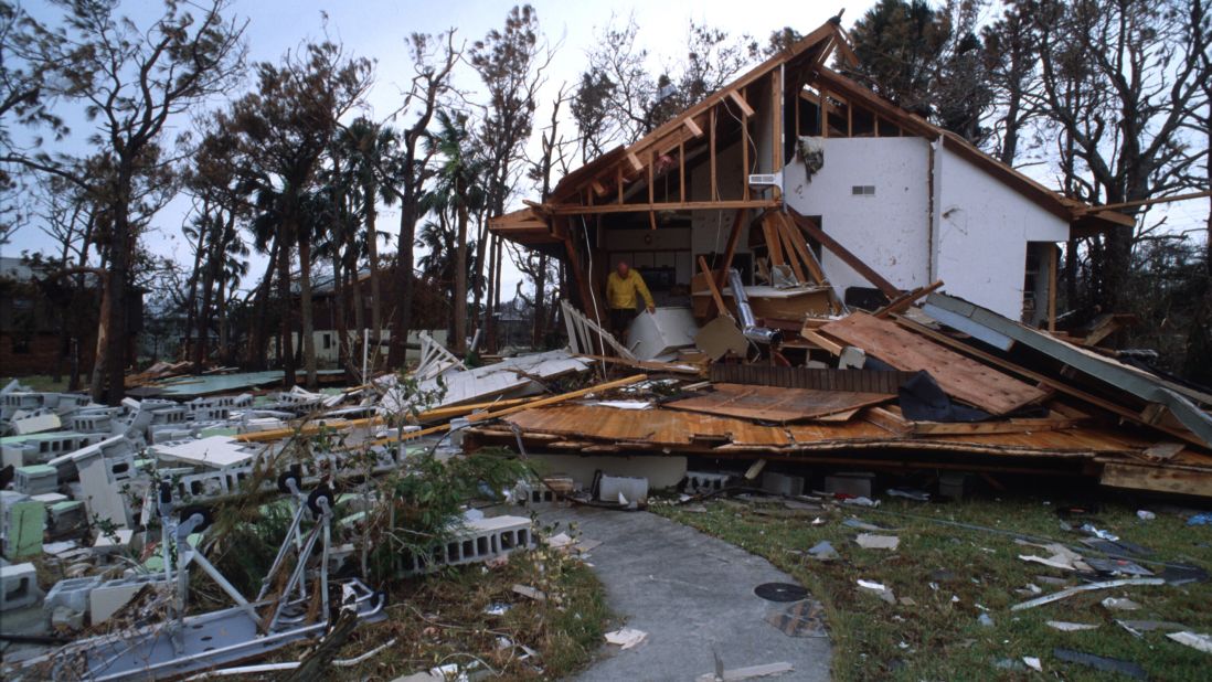 <strong>Hugo, 1989</strong>: <a href="http://www.nhc.noaa.gov/outreach/history/#hugo" target="_blank" target="_blank">Hugo</a> ripped through the Carolinas, starting with Charleston, South Carolina, on September 22 as a Category 4 after raking the U.S. Virgin Islands and Puerto Rico. Here, a man stands in a destroyed house on September 27 in South Carolina.