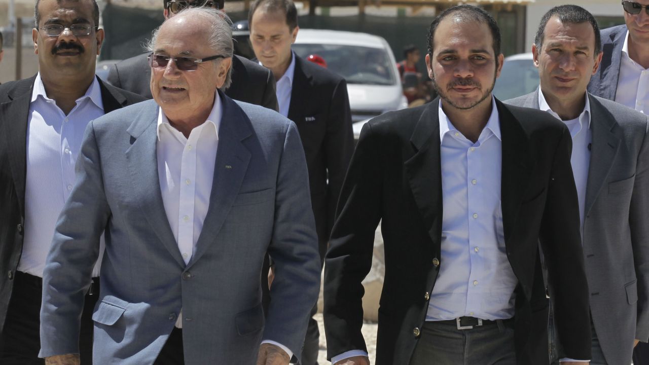 Blatter is currently seeking another term at the head of FIFA. His only challenger is FIFA Vice-President Prince Ali bin al-Hussein from Jordan (right) although Blatter is widely expected to win.