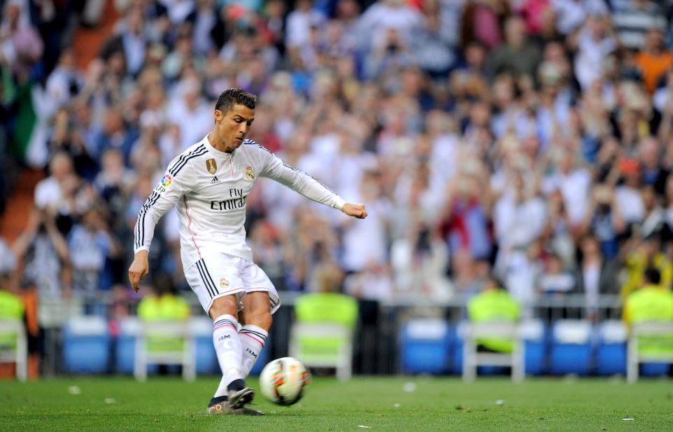 Ronaldo scores a first-half hat-trick in Real Madrid's 7-3 win against Getafe, meaning he wins the La Liga goal race by 48-43 over Lionel Messi.