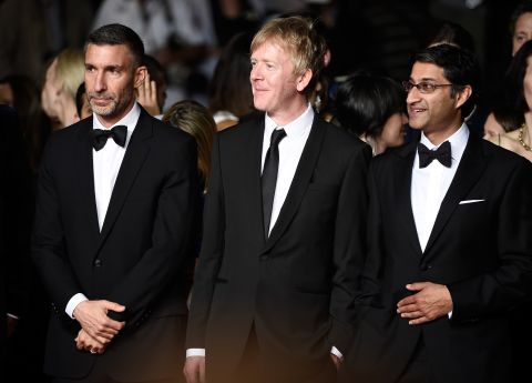 Chris King and Asif Kapadia pose along with a guest as they attend the premiere of "Amy" on May 16. Kapadia's film documents the life of the late singer, Amy Winehouse.