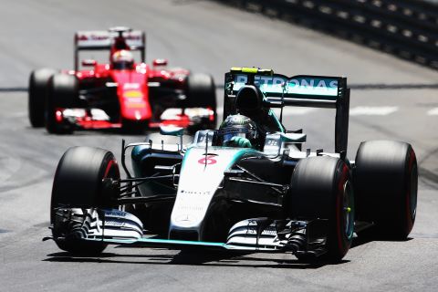 Rosberg reduced Hamilton's championship lead to 10 points as he profited from a safety car callout to head off Ferrari's Sebastian Vettel.