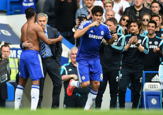 Drogba played almost half an hour before being replaced by the EPL champion's top scorer Diego Costa, who netted a penalty for his 20th in the league this season.