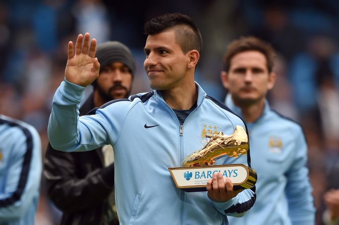 Sergio Aguero grabbed second-placed City's other goal to be confirmed as the Premier League's top scorer on 26.