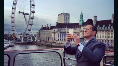 CNN's Richard Quest talks to viewers via Periscope on election night in London.
