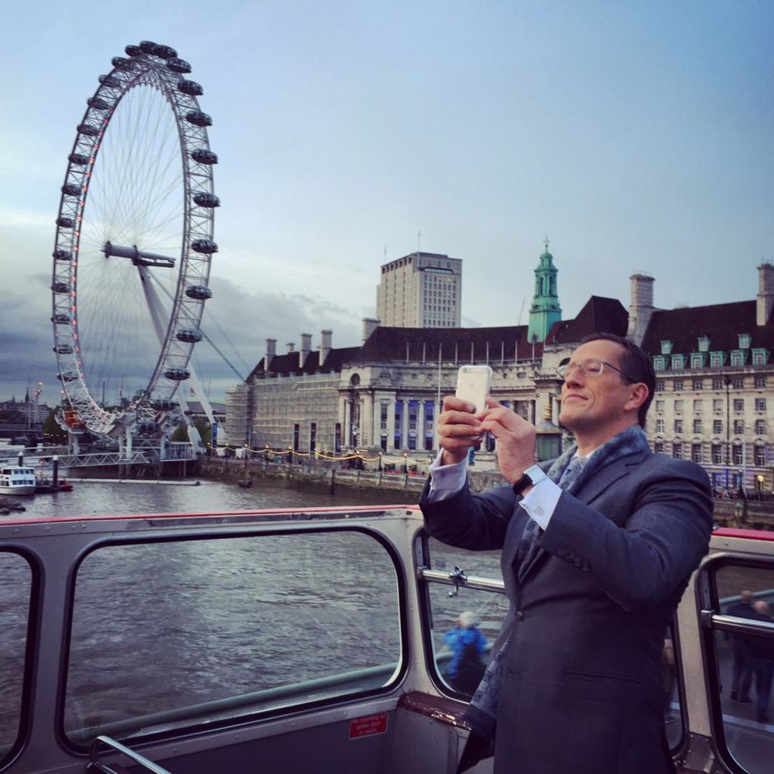 CNN's Richard Quest talks to viewers via Periscope on election night in London.