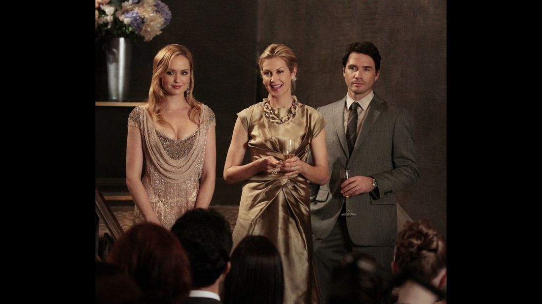 Rutherford, center, in a scene from "Gossip Girl." 