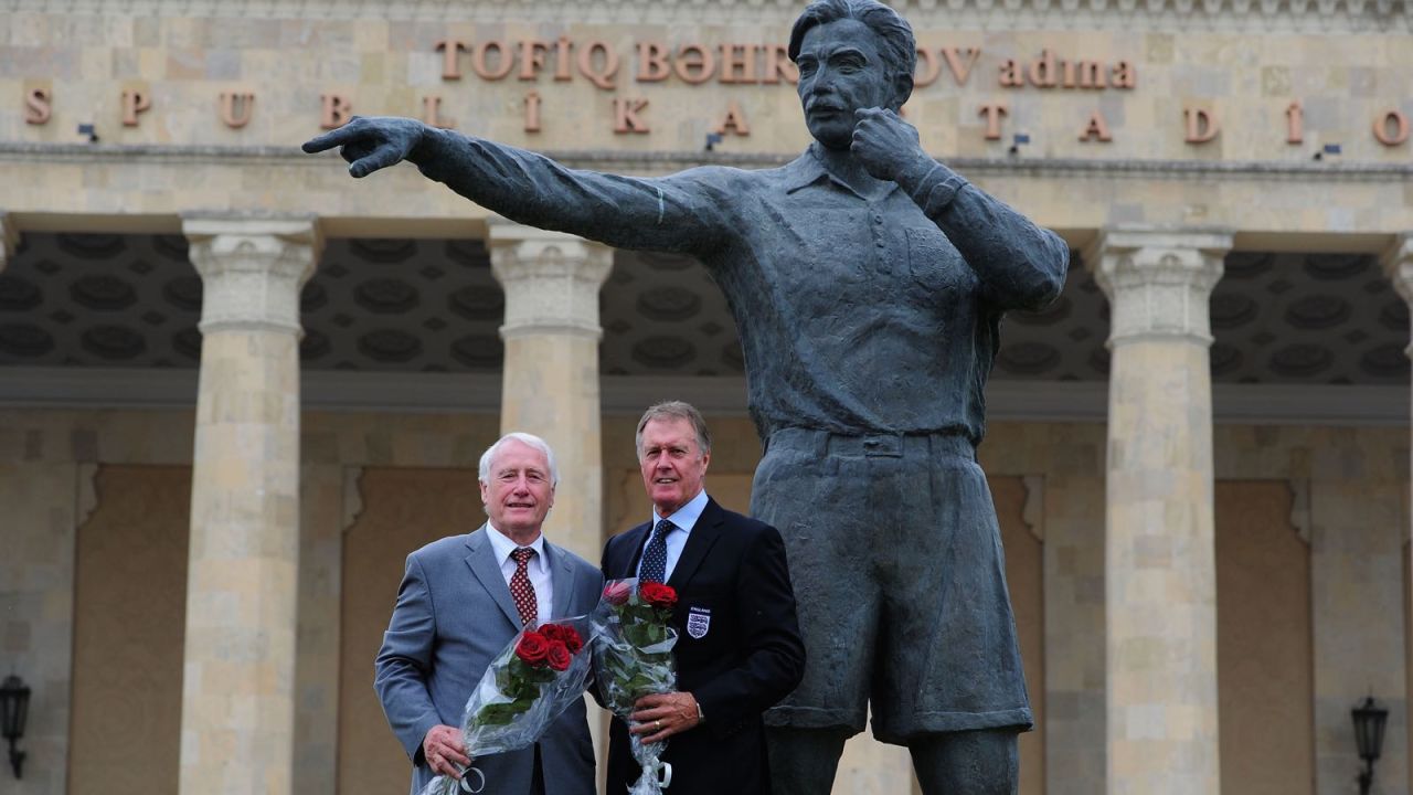 This statue depicts Tofiq Bahramov, the linesman made famous by his decision to rule Geoff Hurst's strike had crossed the line in the 1966 World Cup Final. In 2011, Hurst and former West Germany goalkeeper Hans Tilkowski paid tribute to Bahramov as Azerbaijan celebrated 100 years of football.
