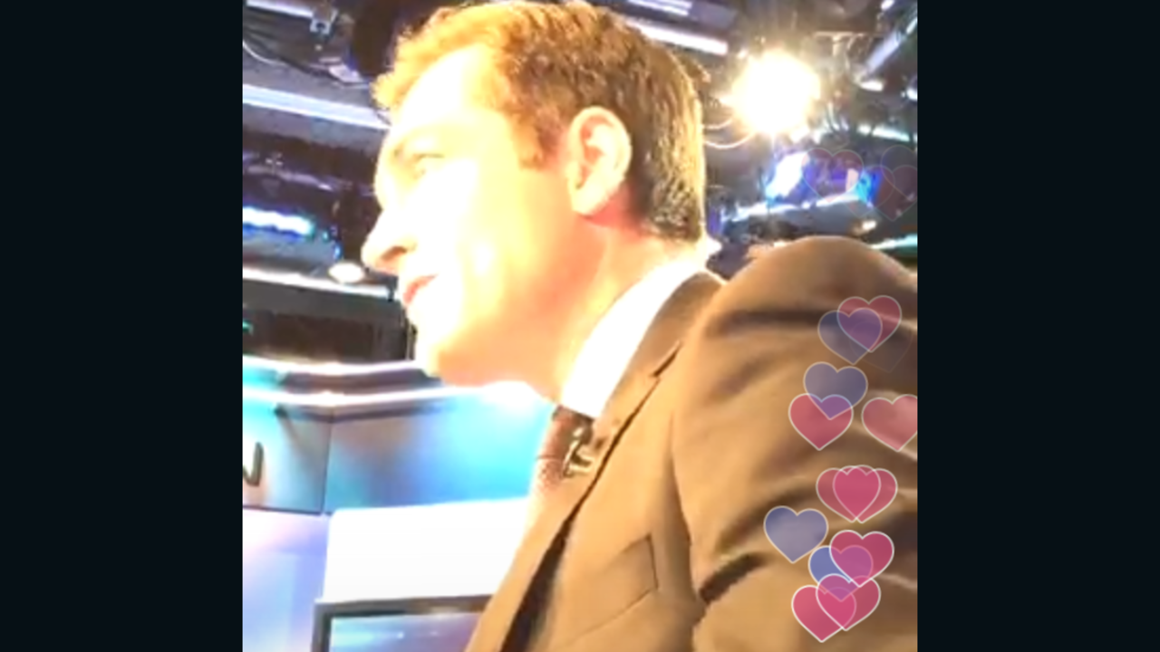 Periscope users can tap the screen to send hearts to the broadcaster. Here, a flurry goes up during one of Foster's broadcasts.