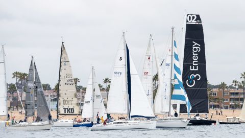 The Newport to Ensenada International Yacht Race begins off the Southern California shore of Newport Beach.