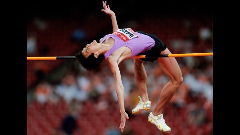 China's Wang Yu competes in the high jump during the IAAF World Challenge event in Beijing on Wednesday, May 20. He won silver in the event, behind his countryman Zhang Guowei.