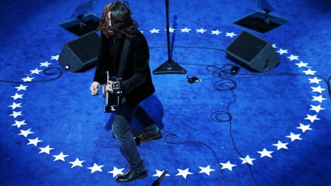 Grohl and the Foo Fighters perform after Joe Biden was nominated for vice president at the  <a href="http://www.cnn.com/2012/09/06/politics/dnc-celebs/" target="_blank">2012 Democratic National Convention</a> in Charlotte, North Carolina.