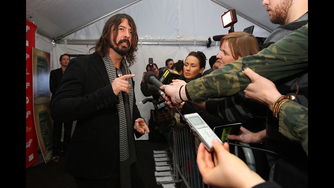 Grohl arrives at the 2013 Sundance Film Festival for the premiere of his film "Sound City," a documentary about the studio of the same name that recorded several famous artists.