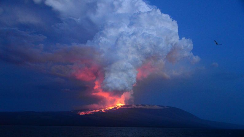 The Wolf volcano at Isabela Island -- the largest of the Galapagos Islands west of mainland Ecuador -- erupts May 25, 2015 <a href="index.php?page=&url=http%3A%2F%2Fwww.cnn.com%2F2015%2F05%2F26%2Famericas%2Fgalapagos-volcano-erupts%2F">for the first time in 33 years.</a>
