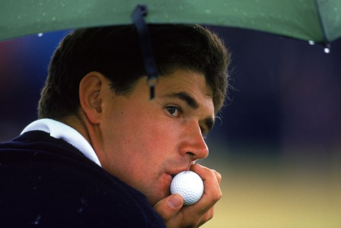 Following a glittering amateur career, which included winning the Walker Cup at Royal Porthcawl in 1995 -- he is pictured in reflective mood at that tournament --  Harrington turned professional in September 1995.