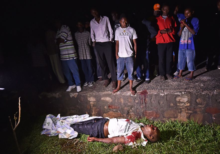 The body of Zedi Feruzi, a political opposition leader, lies on a road near his home in Bujumbura's Ngagara district on Saturday, May 23. He was <a href="http://edition.cnn.com/2015/05/23/africa/burundi-unrest/index.html" target="_blank">killed in a drive-by shooting.</a>