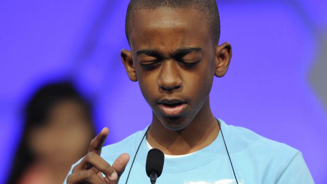 Charles Hamilton Jr., of Nassau, Bahamas, spells "umlaut" on May 27.