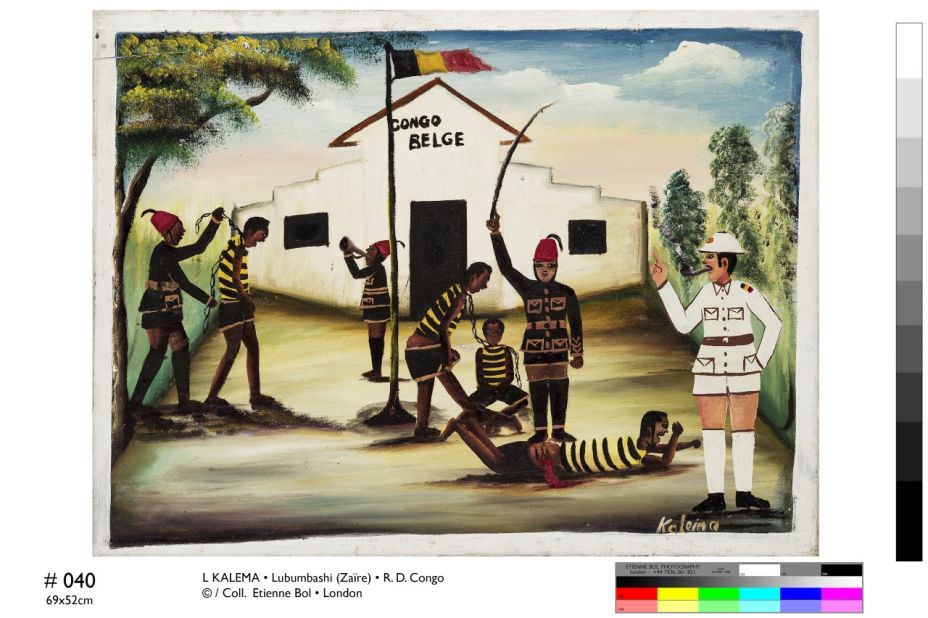 A new exhibition, 53 Echoes of Zaire, depicts the history of the Democratic Republic of Congo (DRC), formerly known as Zaire. A former Belgian colony, native people suffered greatly at the hands of their colonial masters.<br /><em>Congo Belge II, Kalema. 52.5 x 69cm, Acrylic on canvas.</em>