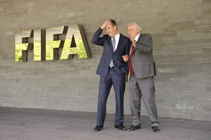 Blatter <a href="index.php?page=&url=http%3A%2F%2Fcnn.com%2F2012%2F07%2F17%2Fsport%2Ffootball%2Ffootball-fifa-ethics-corruption%2F">announces that former U.S. attorney Michael J Garcia and German judge Hans-Joachim Eckert (pictured) have joined FIFA</a> to probe allegations of wrongdoing. Their first task will be to investigate a Swiss court document after an <a href="index.php?page=&url=http%3A%2F%2Fcnn.com%2F2012%2F07%2F11%2Fsport%2Ffootball%2Ffootball-havelange-teixeira-fifa-bribes%2F">investigation into alleged illegal payments made by FIFA marketing partner ISL to former FIFA president Joao Havelange</a> and former executive committee member Teixeira. However, they will also investigate old cases -- including the process surrounding the decision to award the 2018 and 2022 World Cups to Russia and Qatar. Meantime, Bin Hamman is again suspended over new corruption allegations by the Asian Football Confederation (AFC), which he used to lead. Bin Hammam says he is innocent but <a href="index.php?page=&url=http%3A%2F%2Fwww.fifa.com%2Fgovernance%2Fnews%2Fy%3D2012%2Fm%3D12%2Fnews%3Dmohamed-bin-hammam-resigns-from-football-banned-for-life-1973422.html" target="_blank" target="_blank">in December 2012 he resigns all his football positions after a FIFA report finds him guilty of violating the conflict of interest clauses </a>in its Code of Ethics and bans him from all football-related activity for life. 