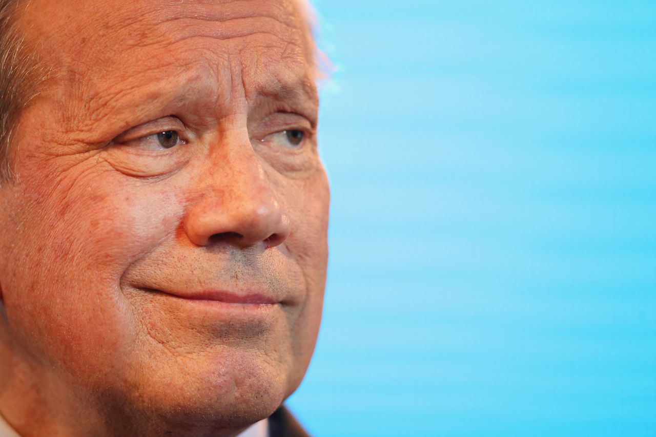 Pataki is a 1967 graduate of Yale University and a 1970 graduate of Columbia Law School. In the photo, he fields questions from Bruce Rastetter at the Iowa Ag Summit on March 7, 2015 in Des Moines, Iowa.