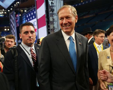 Pataki has made trips to New Hampshire since expressing interest in a presidential run in January. In this photo, Pataki walks on the floor of the 2004 Republican National Convention as it gets underway August 30, 2004 at Madison Square Garden in New York City.