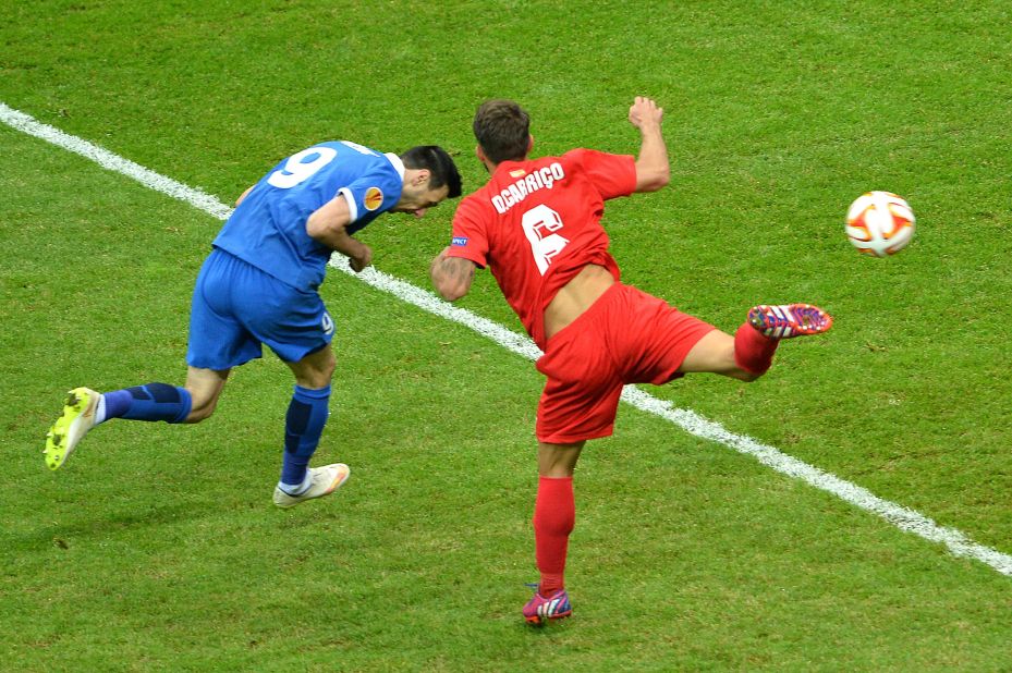 He had been involved in the opening goal of the match, crossing for Croatian forward Nikola Kalinic to head underdog Dnipro in front in the seventh minute of its first European final. 