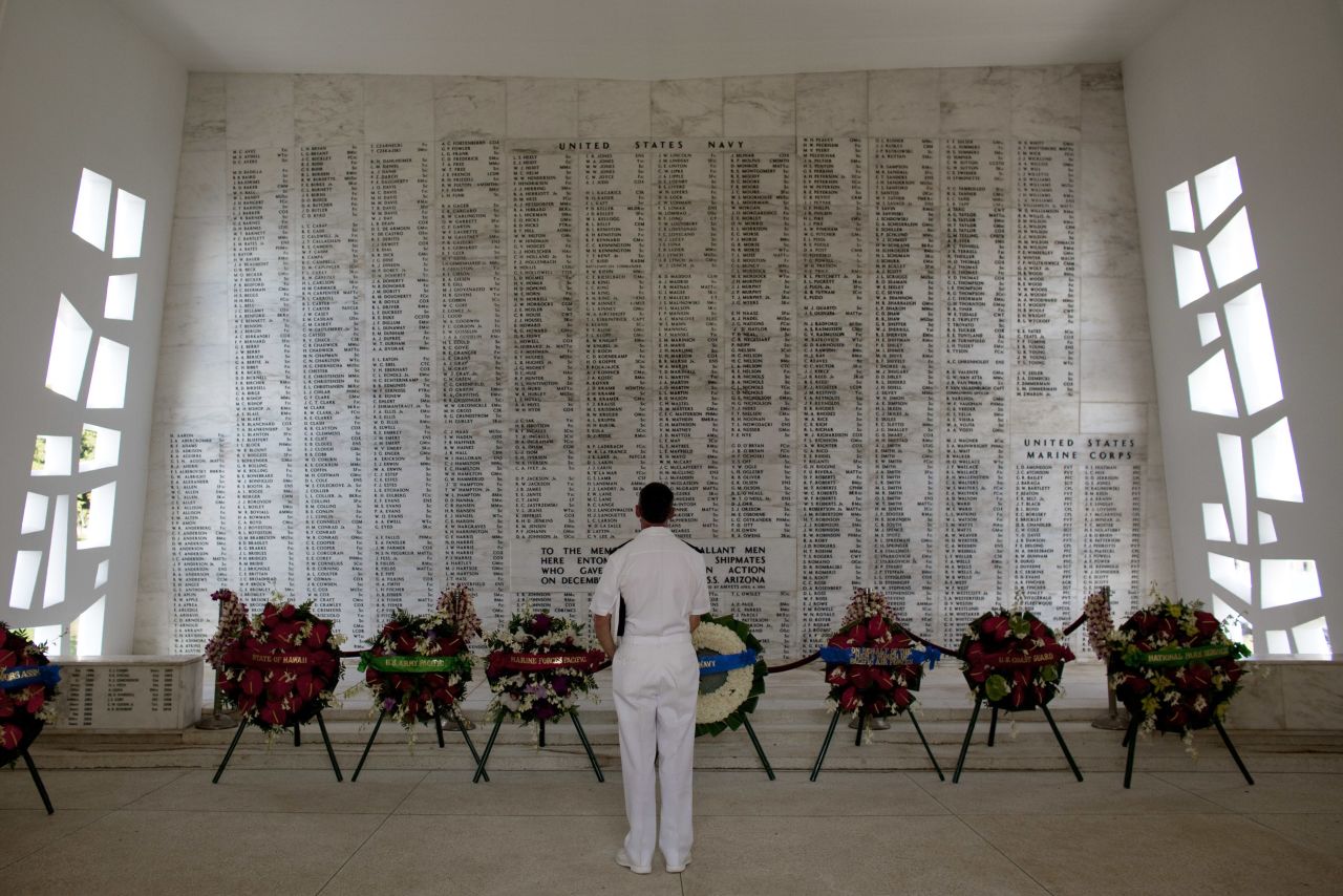 Inside the shrine room of the USS Arizona Memorial.