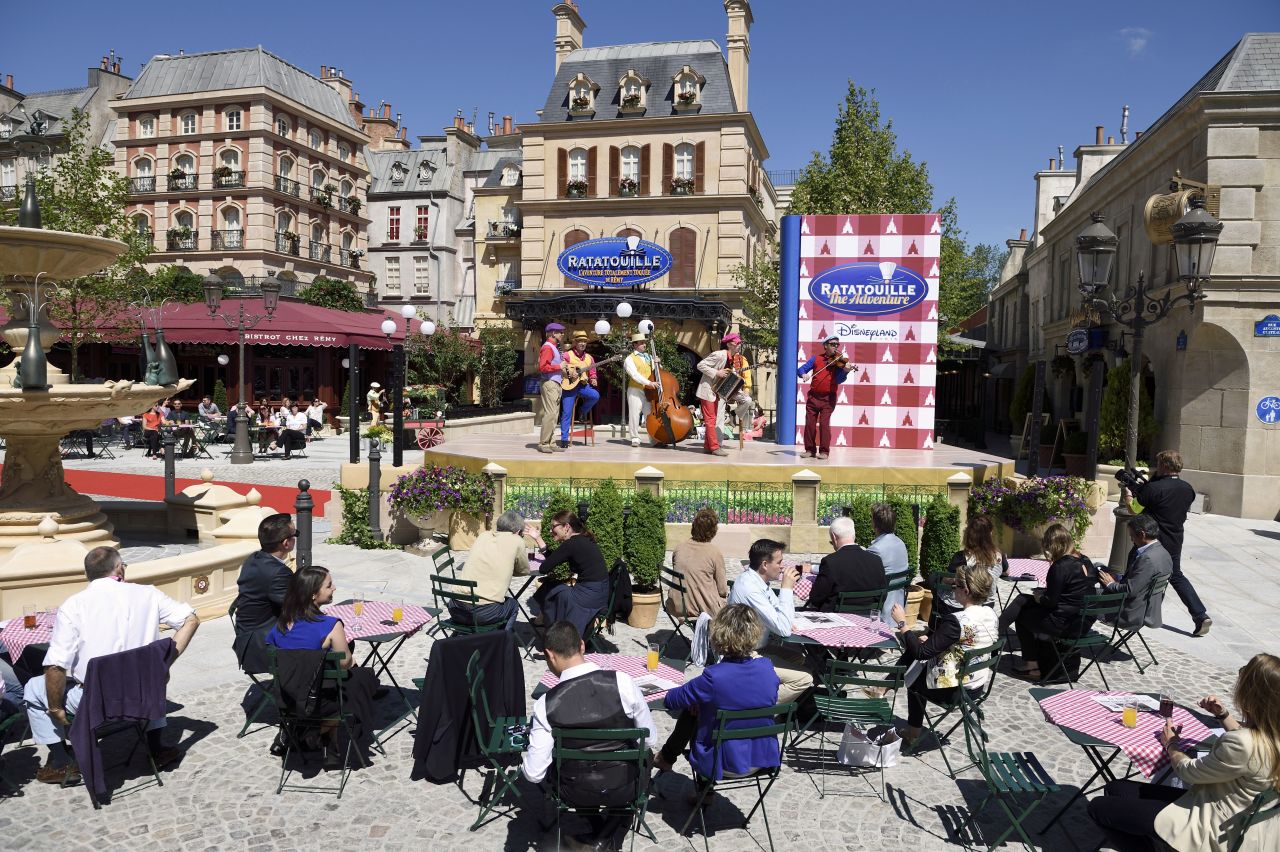 Musicians perform during the inauguration of the attraction Ratatouille at Disneyland Paris in Marne-la-Vallee in 2014.