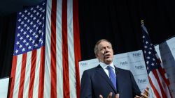Former New York Gov. George Pataki is interviewed by the media prior to announcing his candidacy for the 2016 Republican presidential nomination May 28.