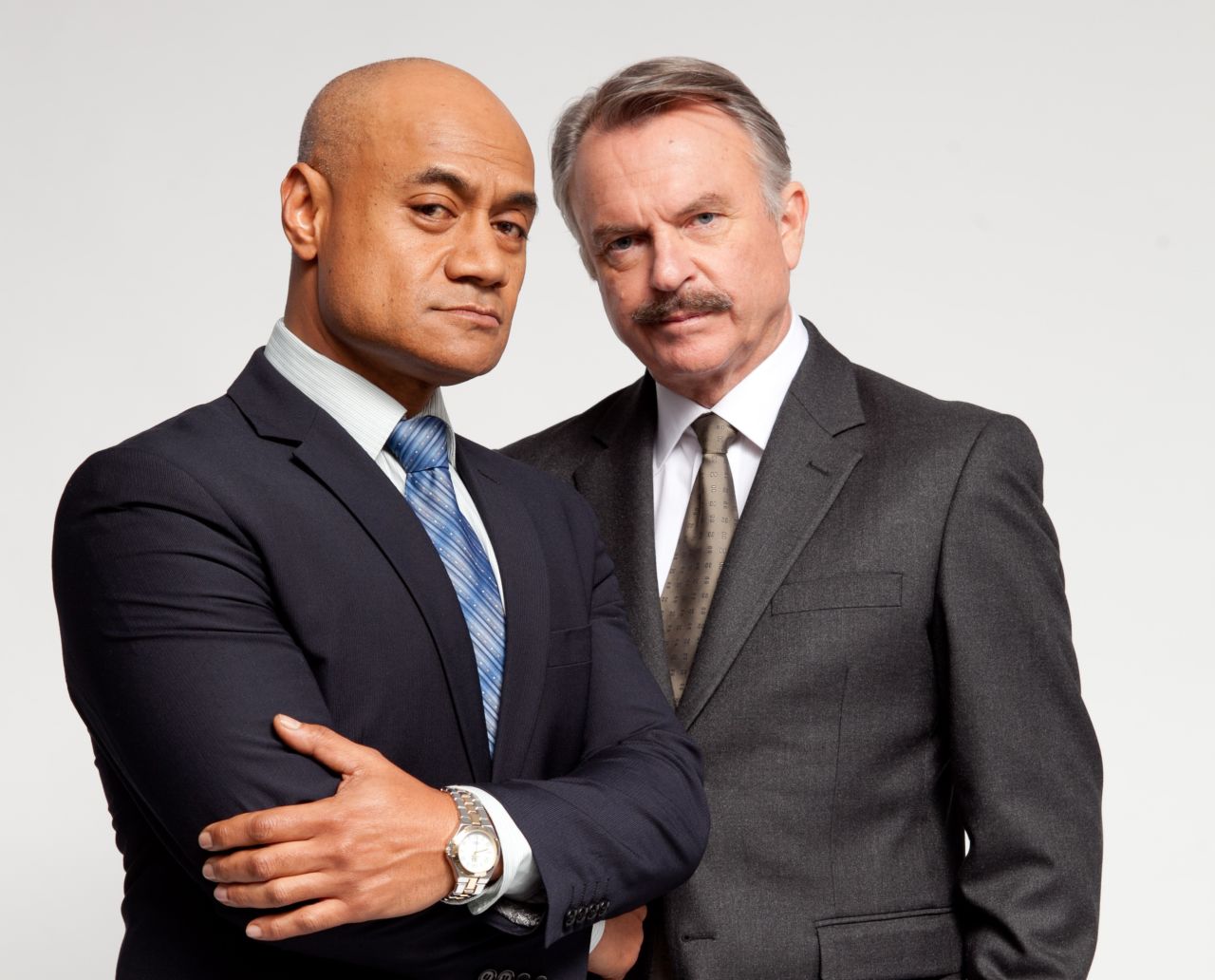 <strong>"Harry"</strong>: Oscar Kightley, left, stars as Detective Harry Anglesea and Sam Neill as Detective Jim "Stocks" Stockton in this six-part psychological thriller.  <strong>(Acorn) </strong>